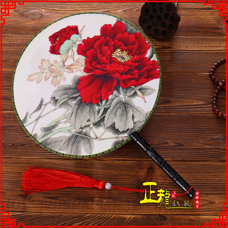 平度古典中国风团扇空白扇跳舞蹈扇 真丝宫扇