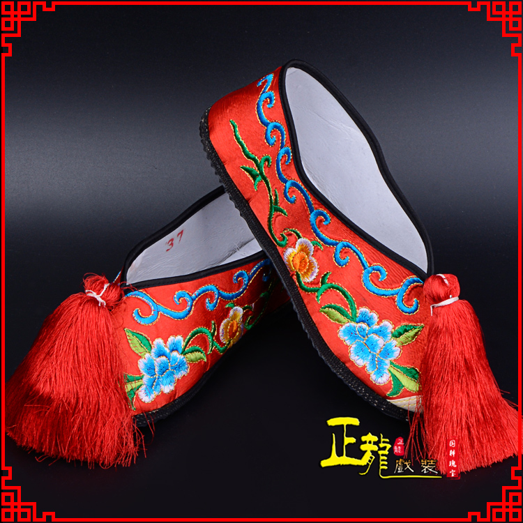 平度京剧越剧戏曲彩鞋花旦绣花 普平底彩鞋